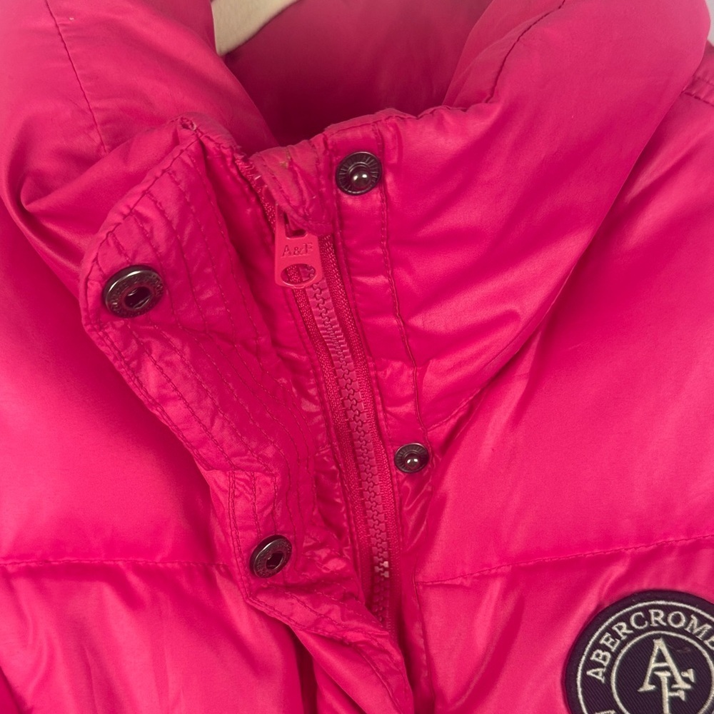 Abercrombie & Fitch Down Feather Blend Bright Pink Sleeveless Puffer Small Vest - Picture 3 of 11